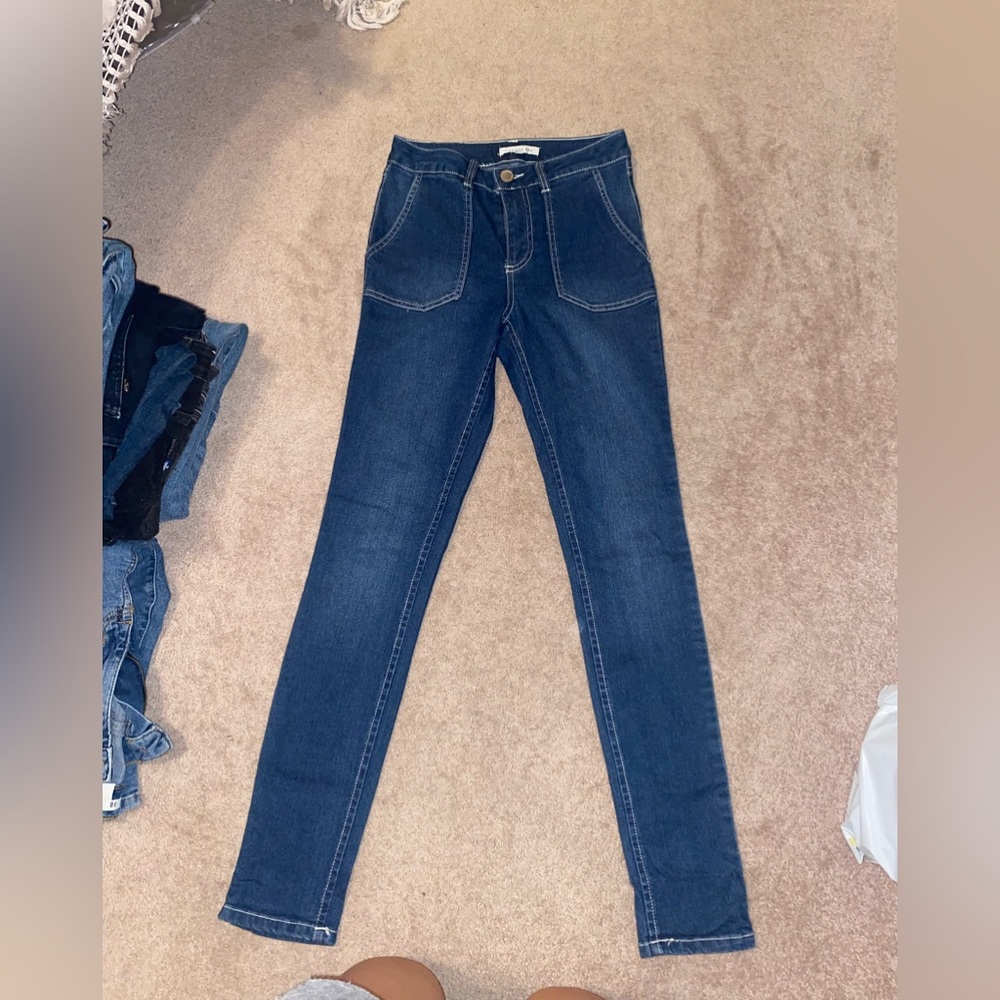 Copper key skinny jeans